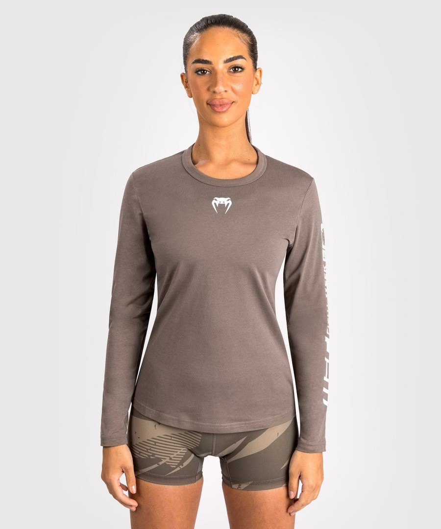 ufc adrenaline by venum fight week women long sleeve cotton t-shirt- bronze
