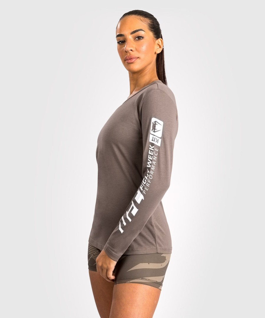 ufc adrenaline by venum fight week women long sleeve cotton t-shirt- bronze