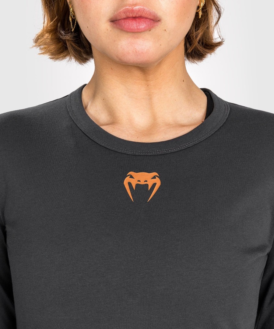 ufc adrenaline by venum fight week women long sleeve cotton t-shirt - charcoal grey