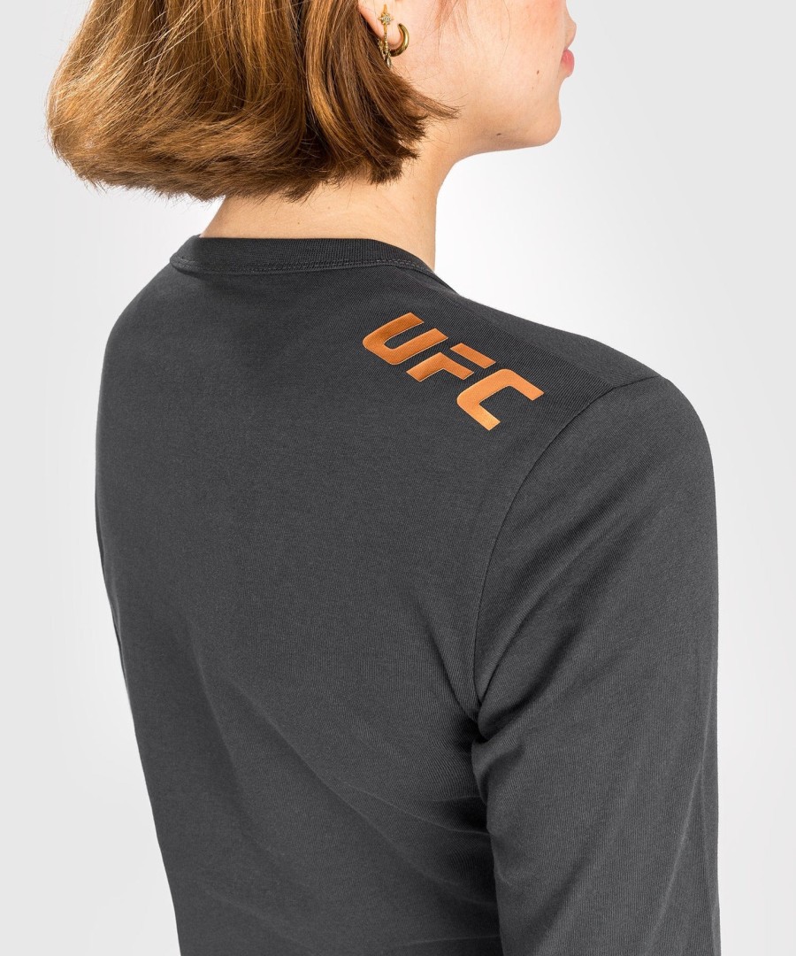 ufc adrenaline by venum fight week women long sleeve cotton t-shirt - charcoal grey