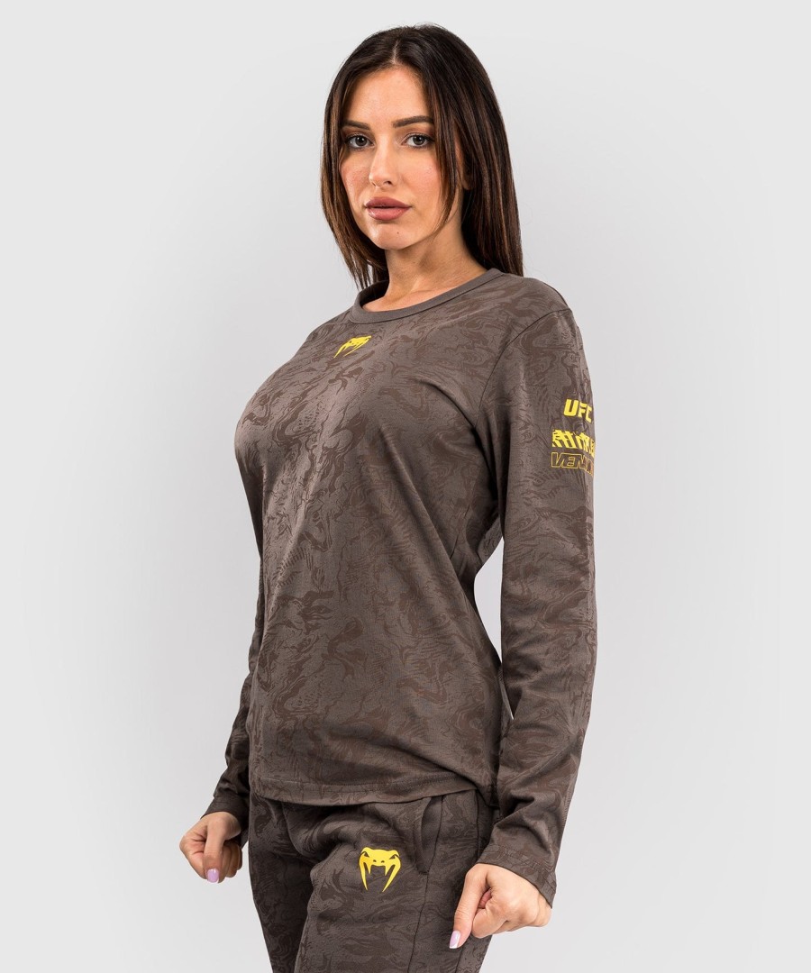 ufc fusion by venum fight week women long sleeve cotton t-shirt - earthen brown