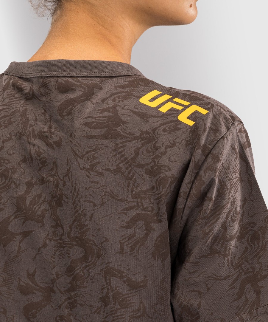 ufc fusion by venum fight week women short sleeve cotton t-shirt - earthen brown