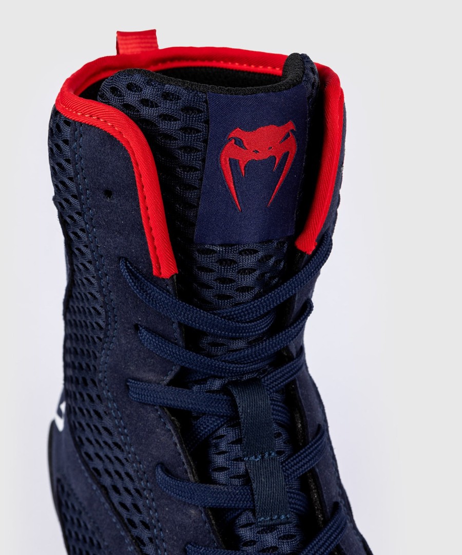 venum contender boxing shoes - navy bluered