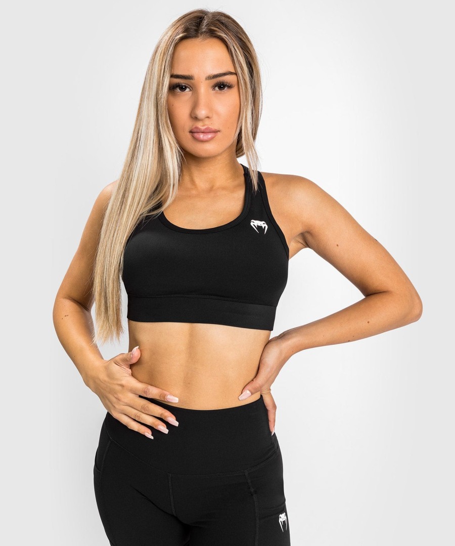 venum essential medium impact sport bras - black