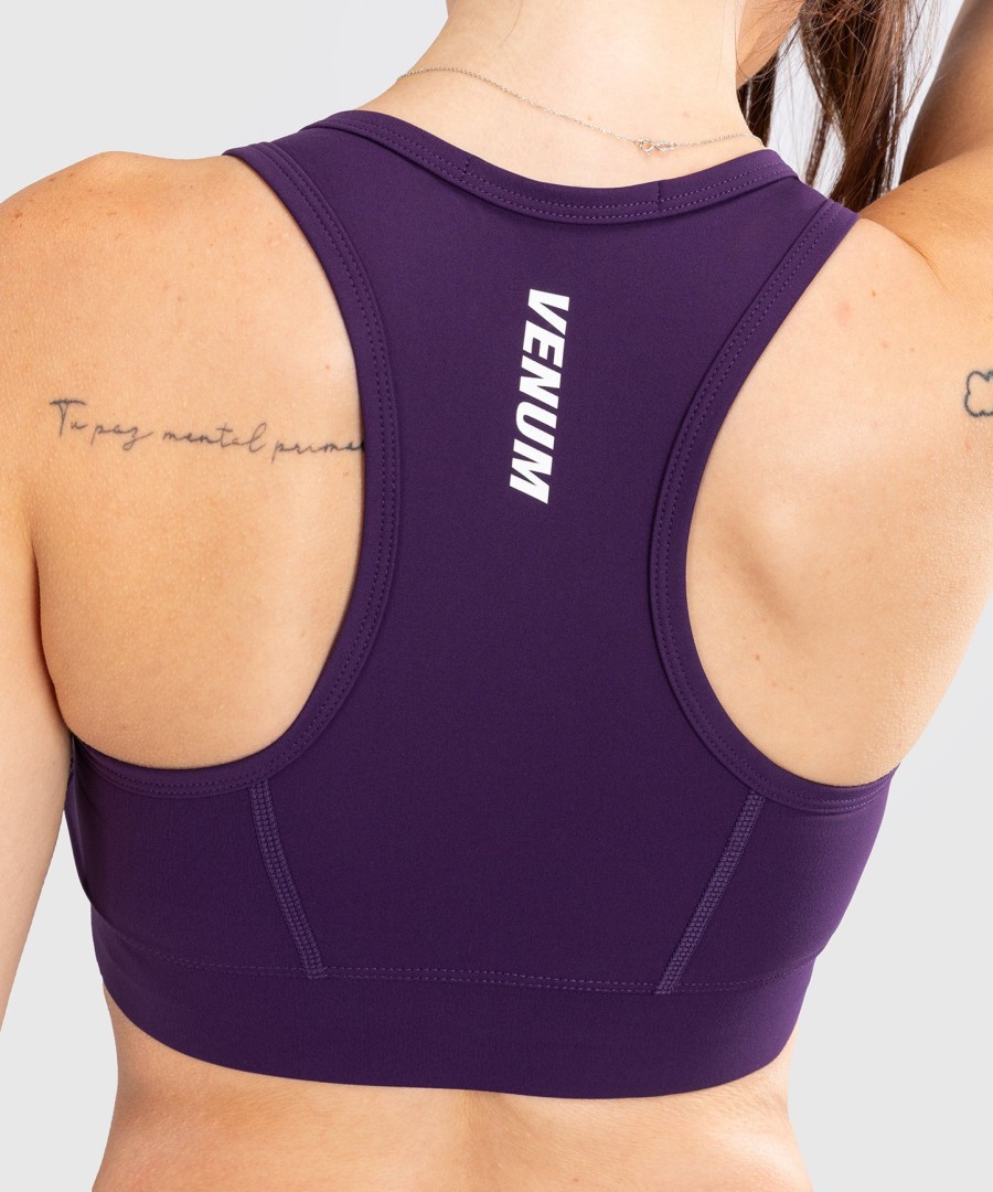 venum essential women medium impact sports bra - deep purple