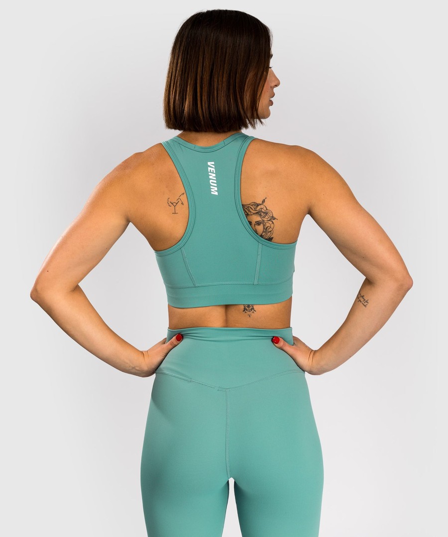 venum essential women medium impact sports bra - aqua green