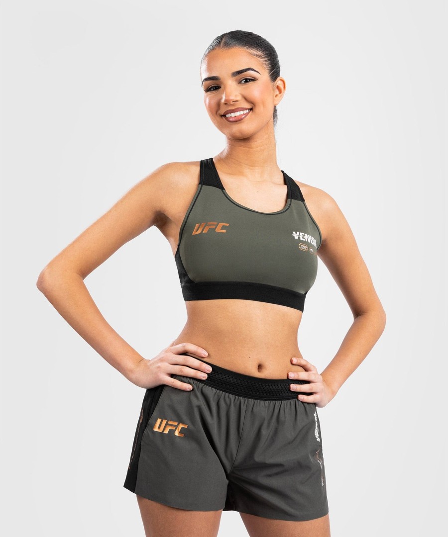 ufc adrenaline by venum fight week women sports bra - khakibronze