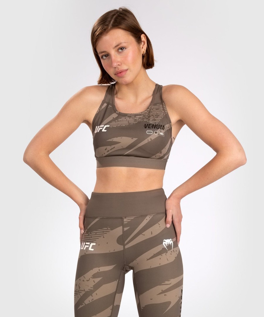 ufc adrenaline by venum fight week women sports bra - desert camo