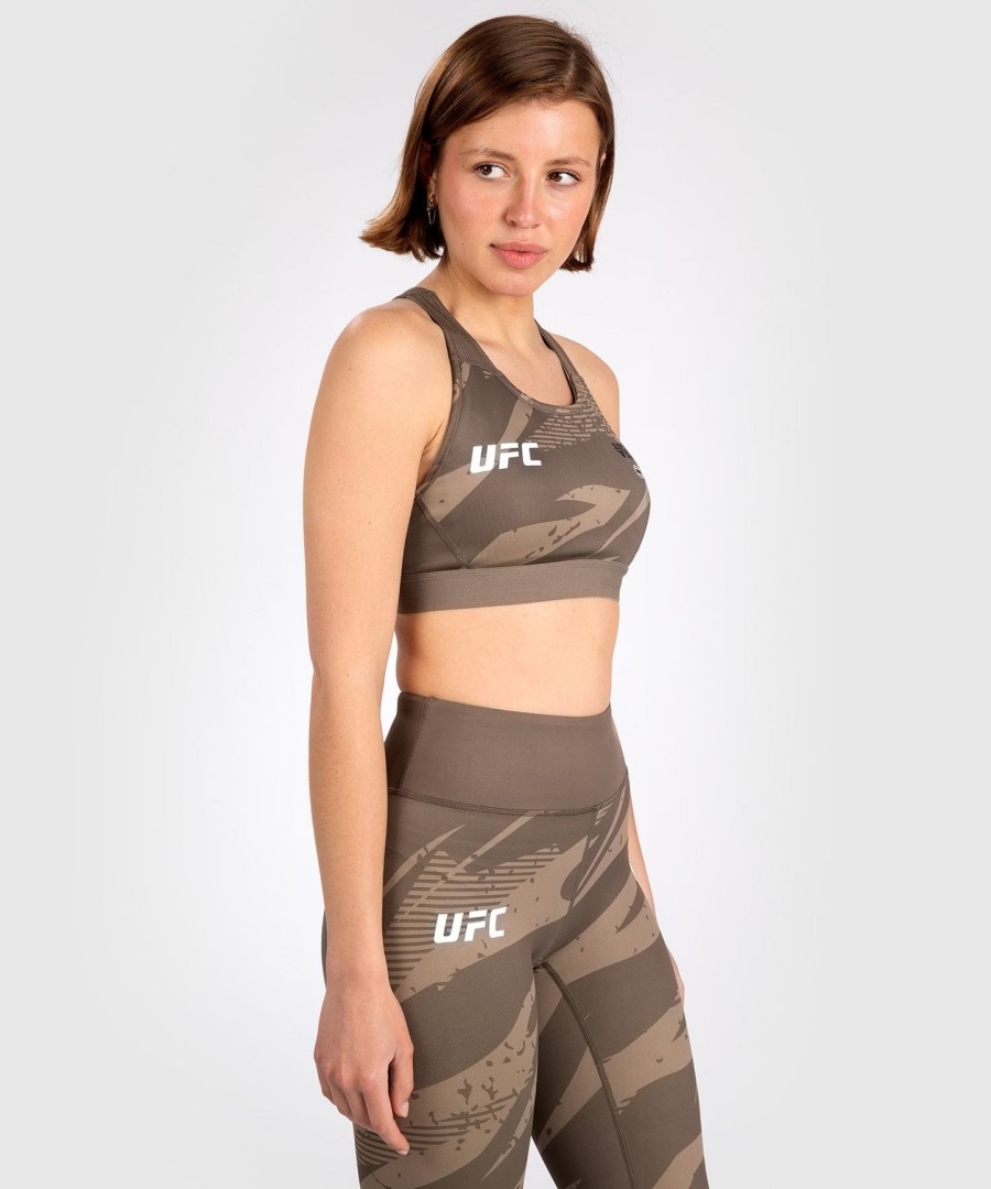 ufc adrenaline by venum fight week women sports bra - desert camo