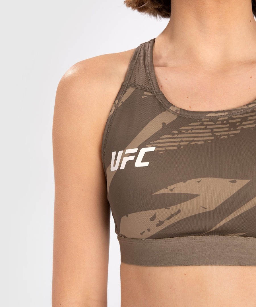 ufc adrenaline by venum fight week women sports bra - desert camo
