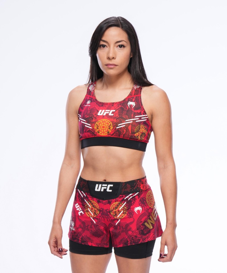 women ufc unrivaled by venum red zhang weili sports bra