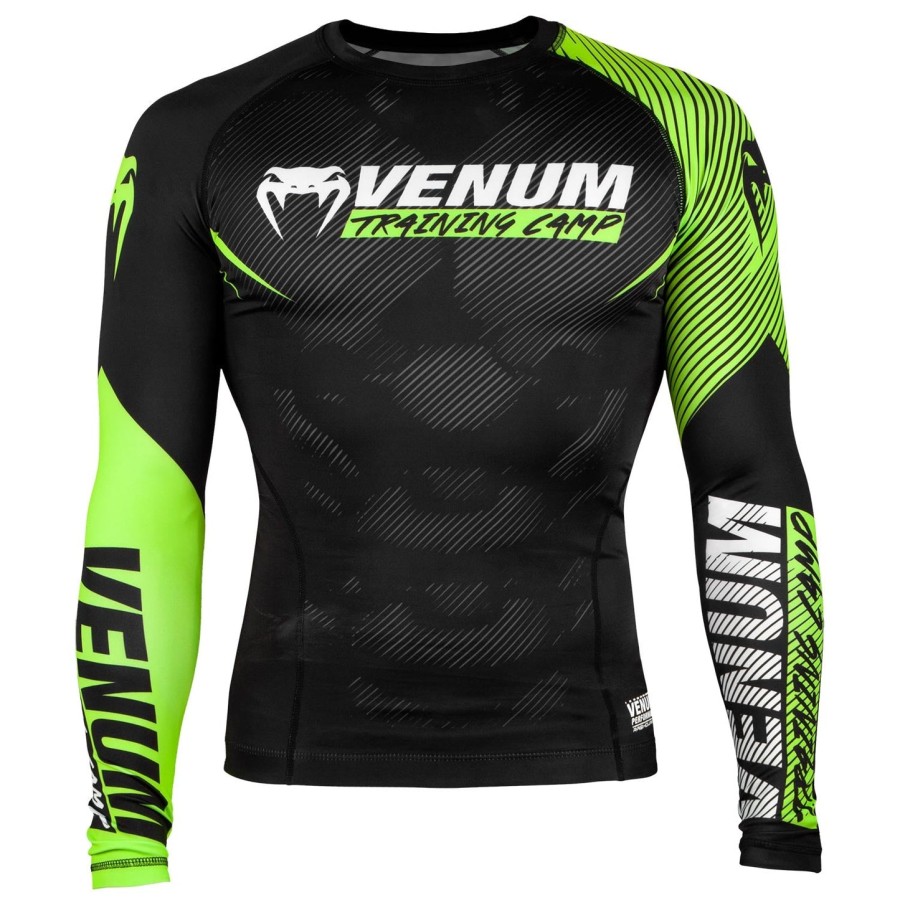 venum training camp 2.0 rashguard - long sleeves - blackneo yellow