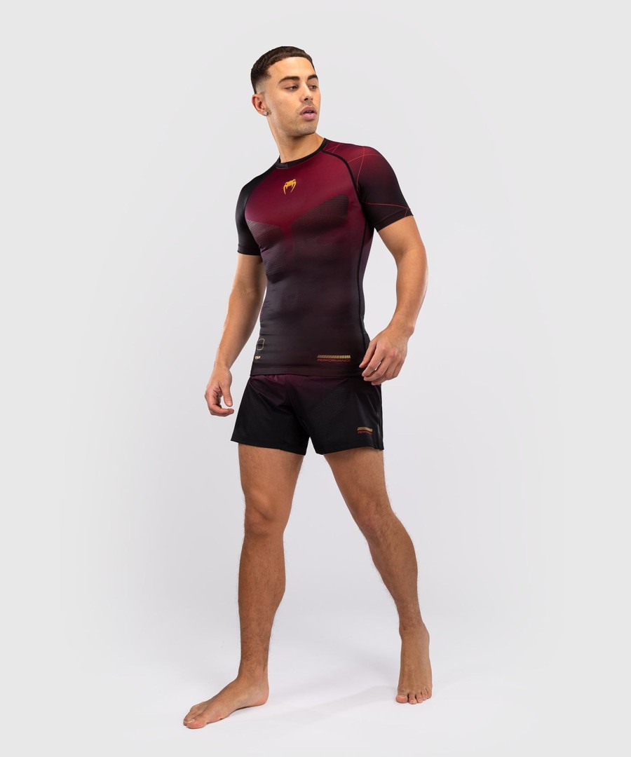 venum tactical xt short sleeve rashguard - blackburgundygold