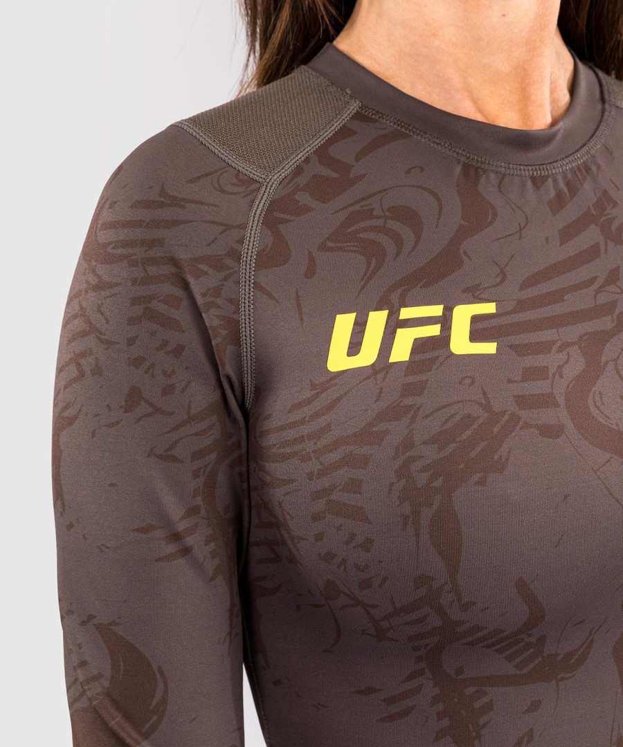 ufc fusion by venum fight week women performance long sleeve rashguard - earthen brown