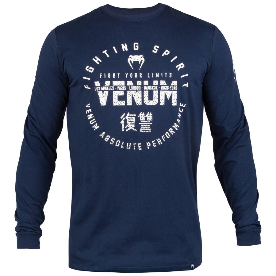 venum signature t-shirt - long sleeves - navy bluewhite
