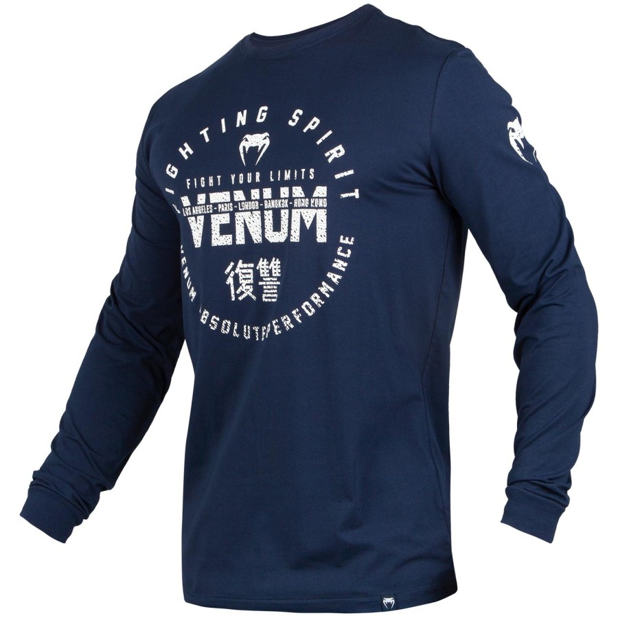 venum signature t-shirt - long sleeves - navy bluewhite