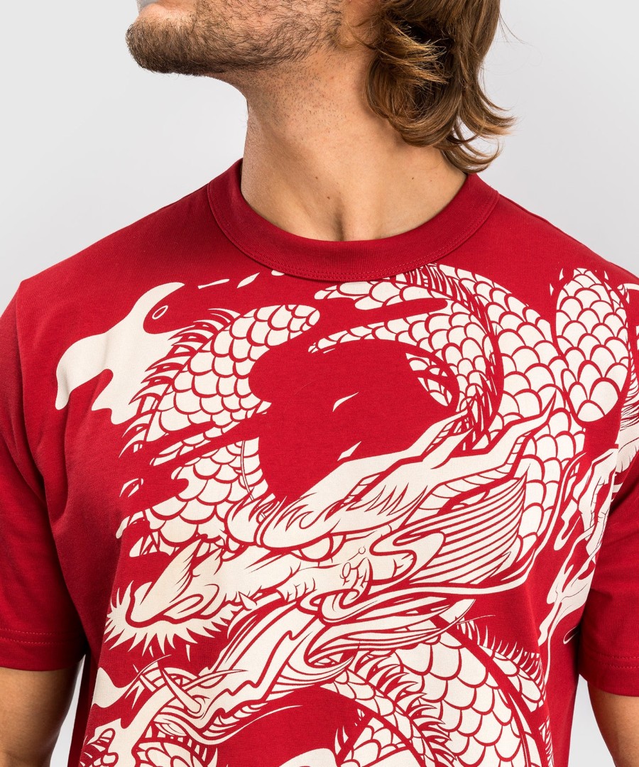 venum dragon flight men t-shirt - cherry redcream white