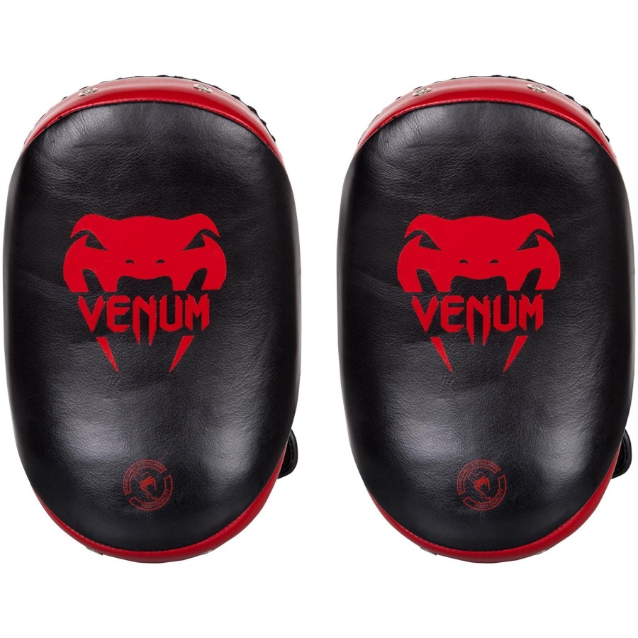 venum kick pads leather-blackred