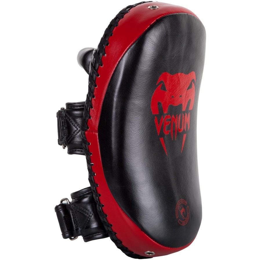 venum kick pads leather-blackred