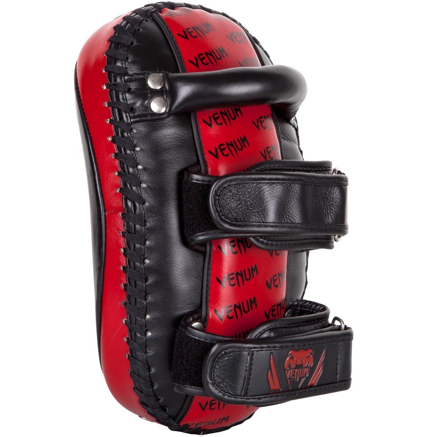venum kick pads leather-blackred