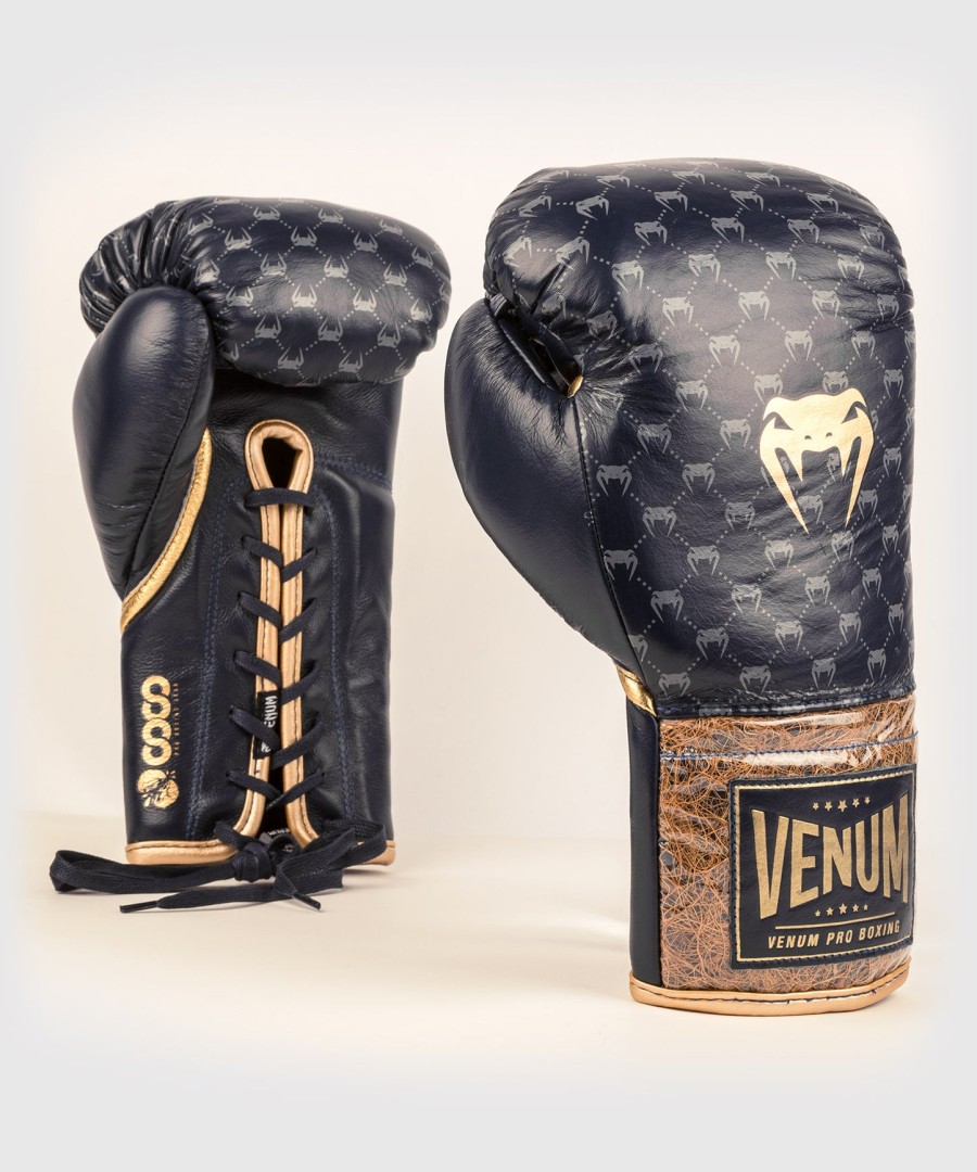venum coco monogram pro lace up boxing gloves - state blue