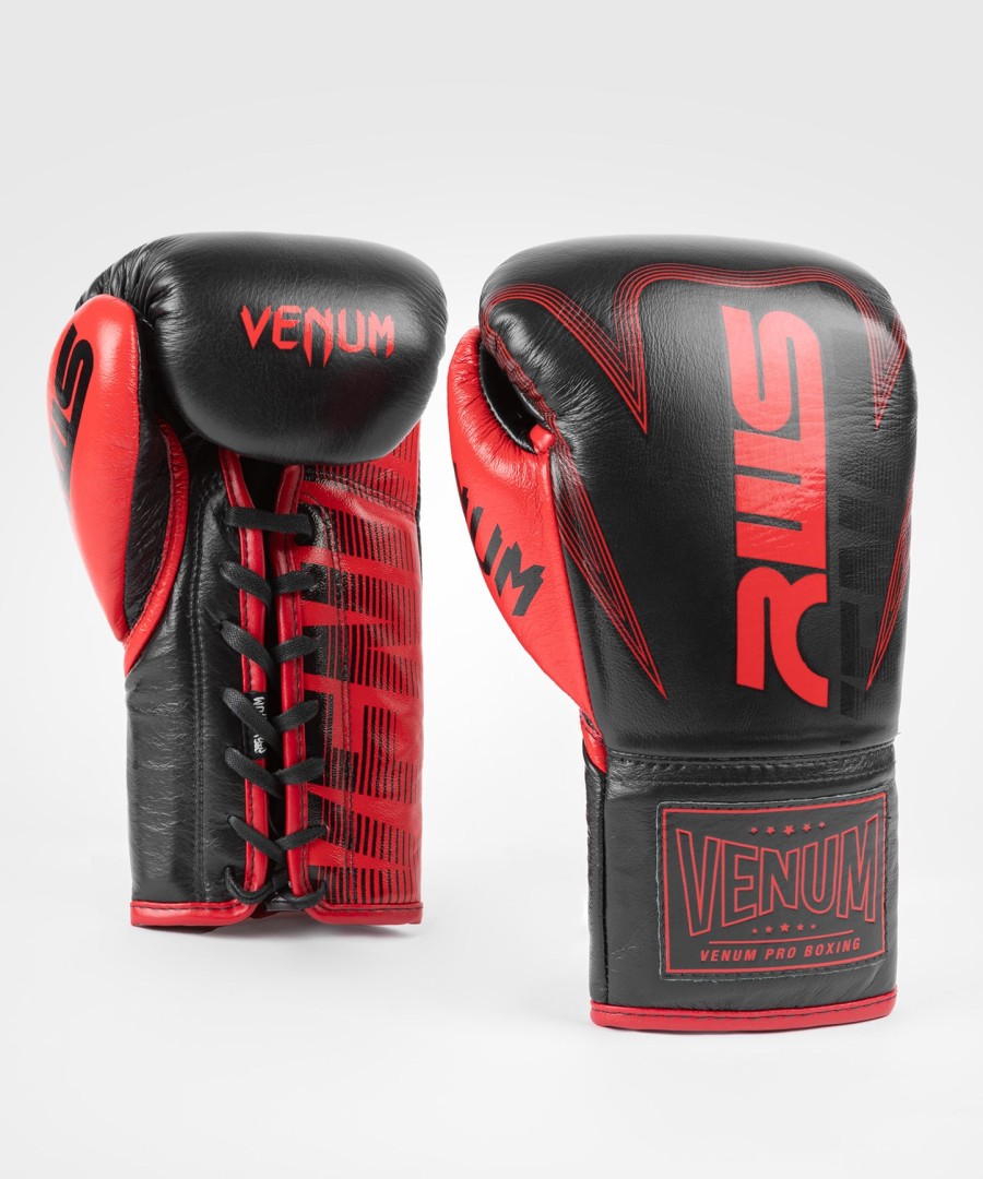 rws x venum official boxing gloves with laces - black