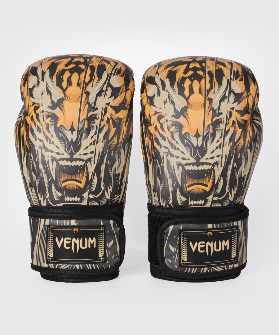 venum tiger boxing gloves - blackneon orange