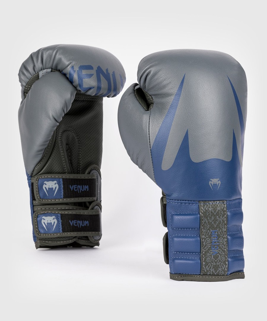 venum reverso boxing gloves - storm grey royal blue