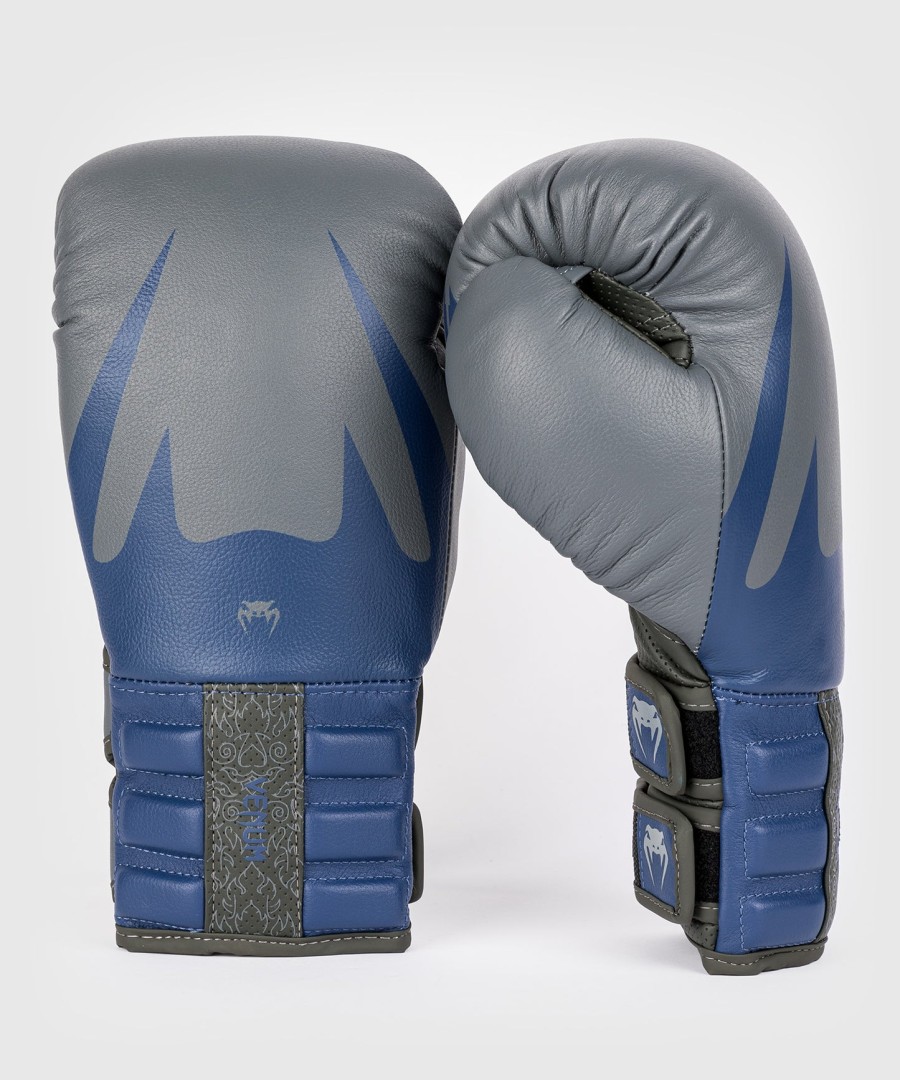 venum reverso boxing gloves - storm grey royal blue