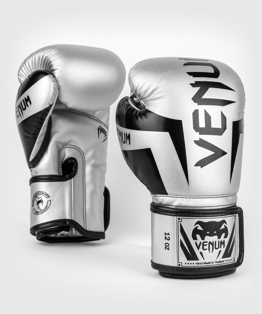 venum elite boxing gloves - silverblack