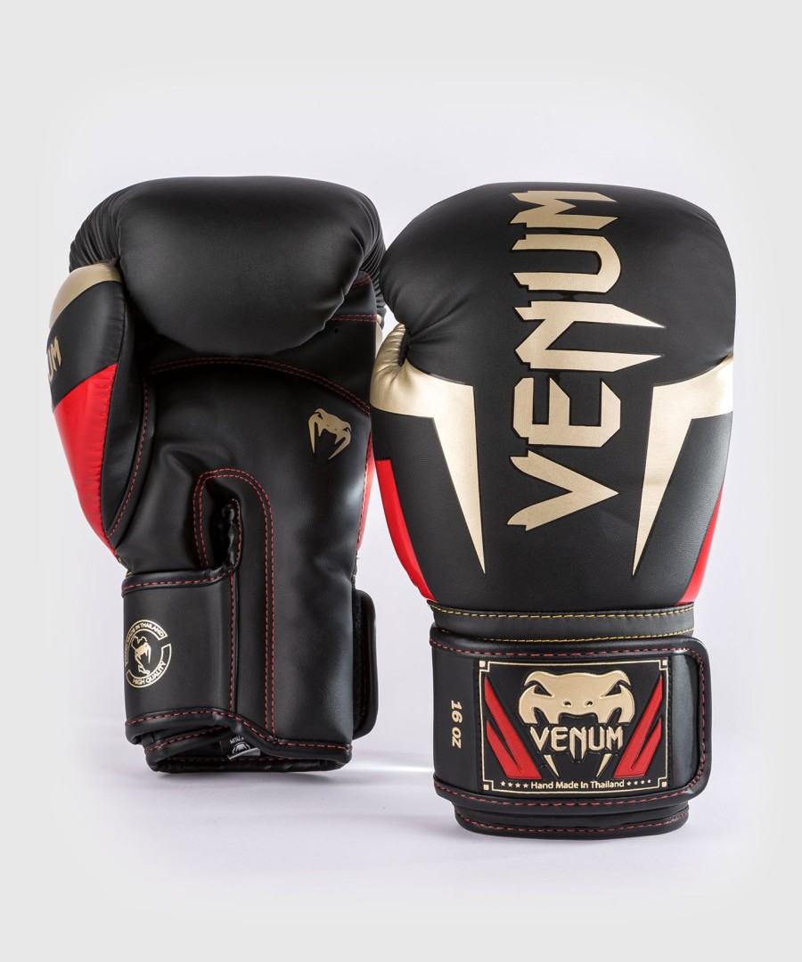 venum elite boxing gloves - blackgoldred
