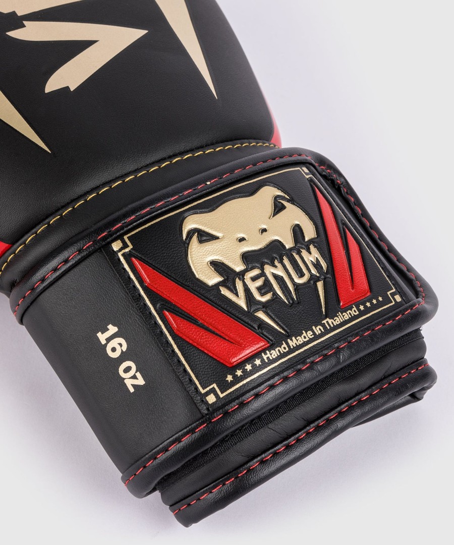 venum elite boxing gloves - blackgoldred