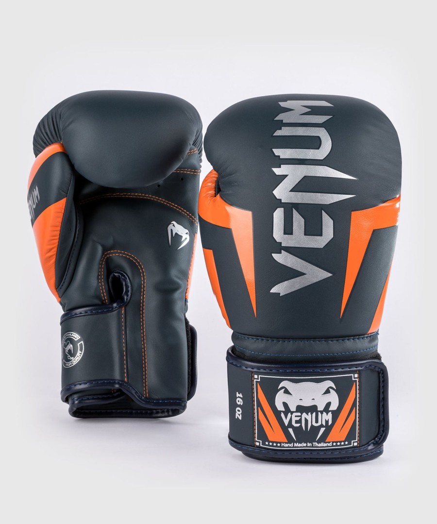 venum elite boxing gloves - navysilverorange