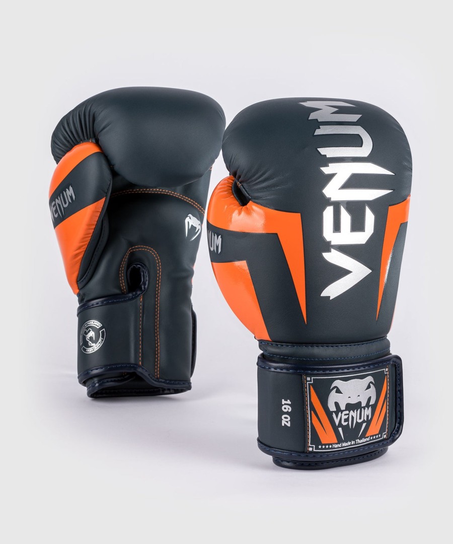 venum elite boxing gloves - navysilverorange