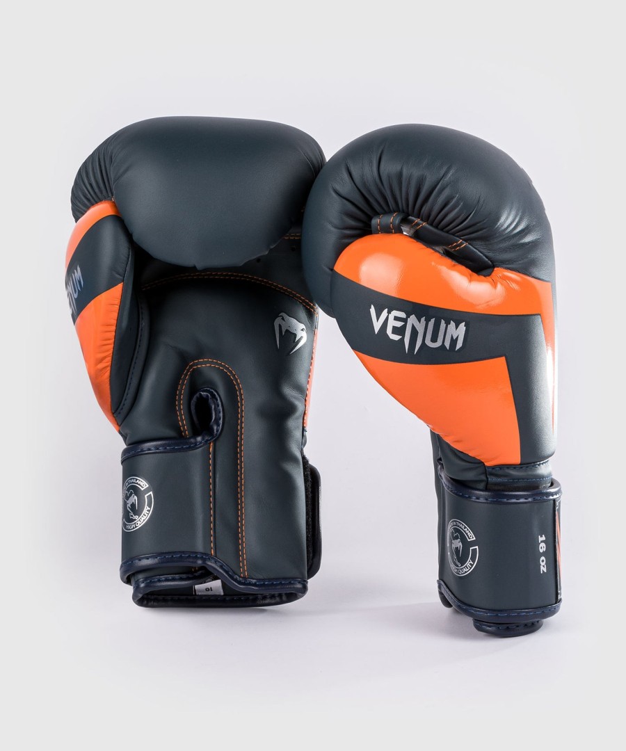 venum elite boxing gloves - navysilverorange