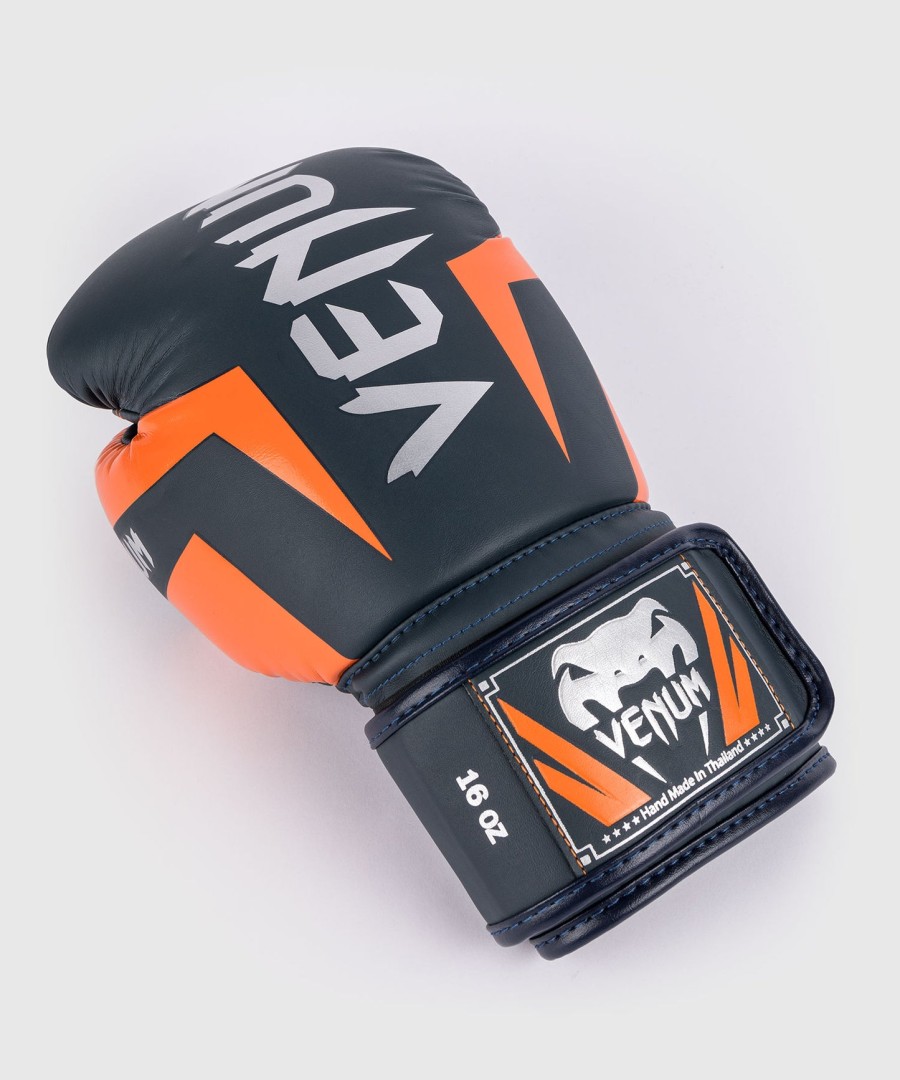 venum elite boxing gloves - navysilverorange