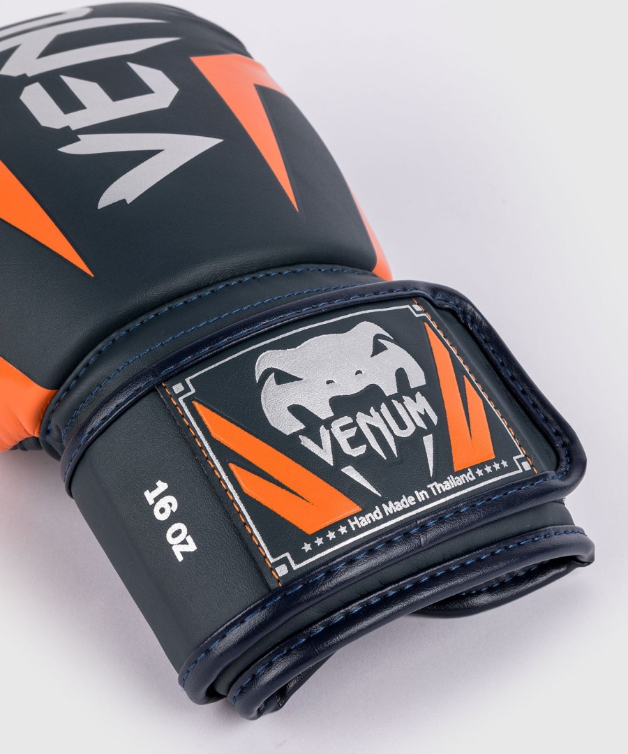 venum elite boxing gloves - navysilverorange