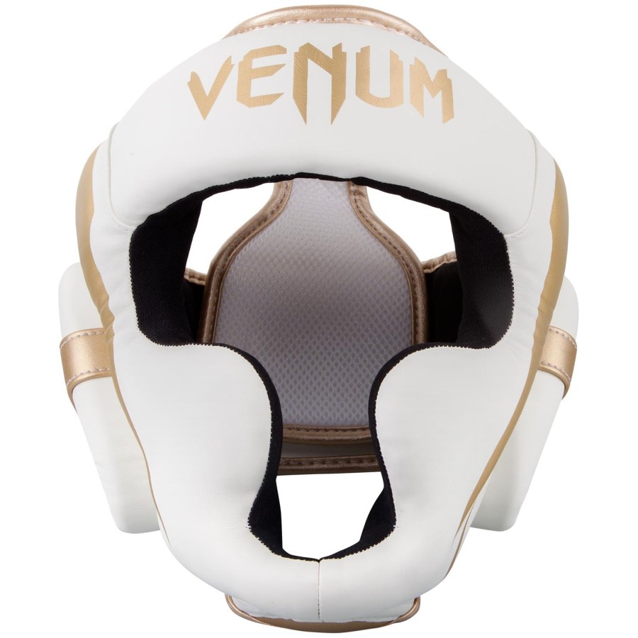 venum elite headgear-whitegold