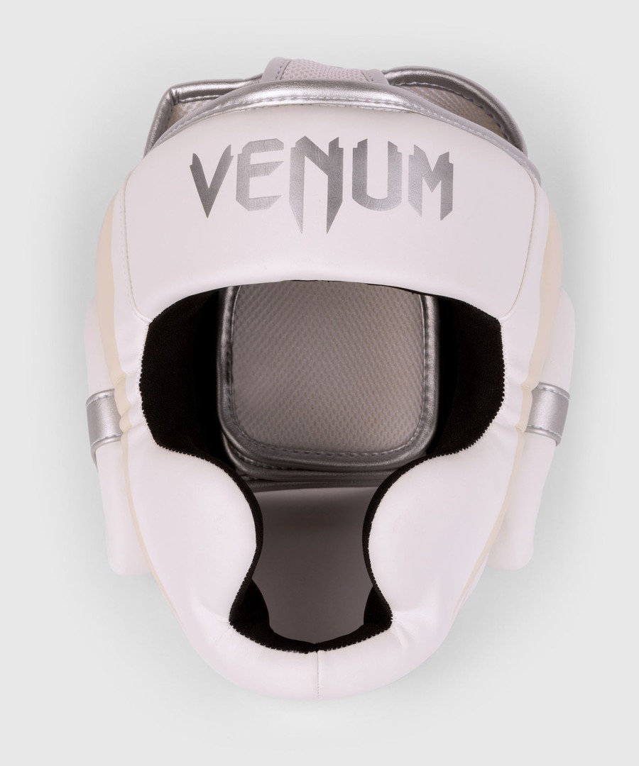 venum elite headgear - whitesilver-pink