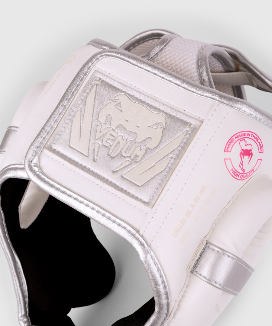 venum elite headgear - whitesilver-pink