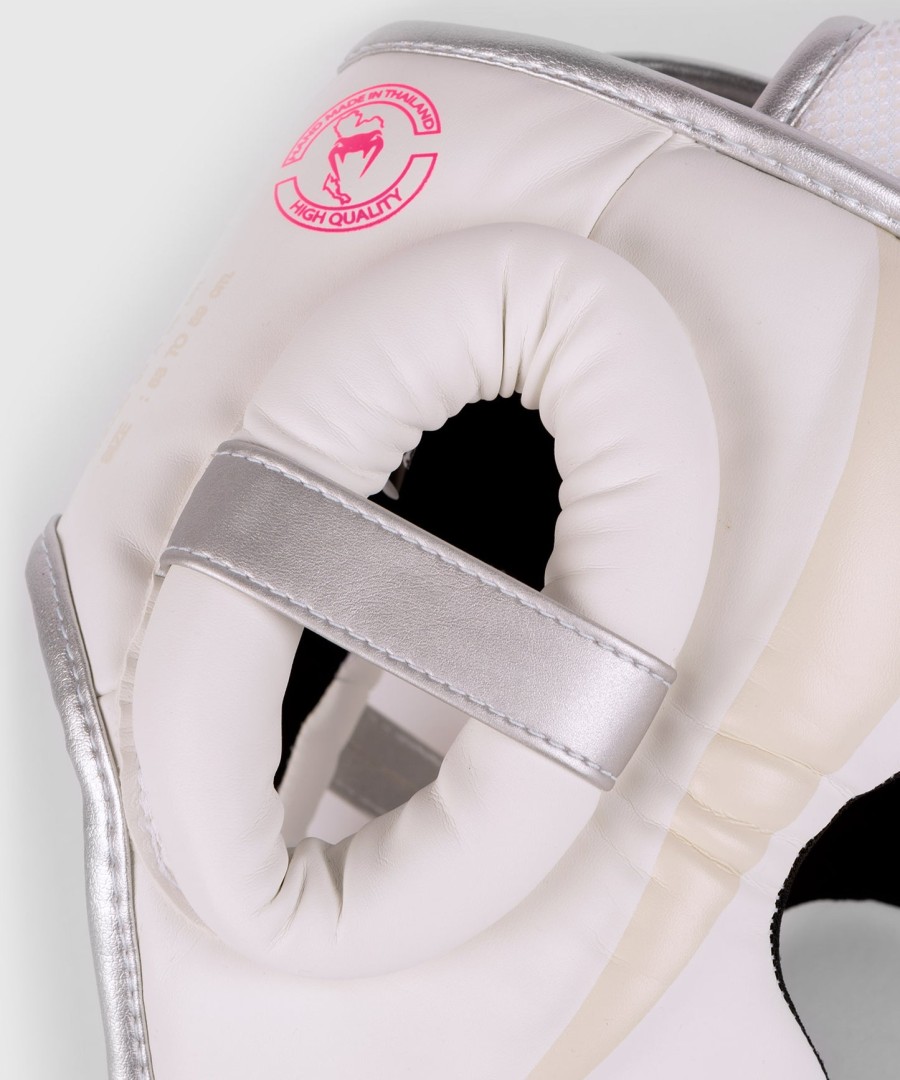 venum elite headgear - whitesilver-pink