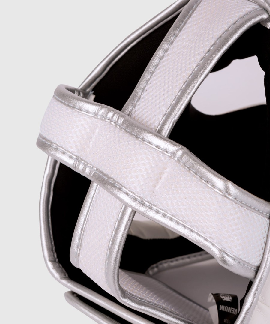 venum elite headgear - whitesilver-pink