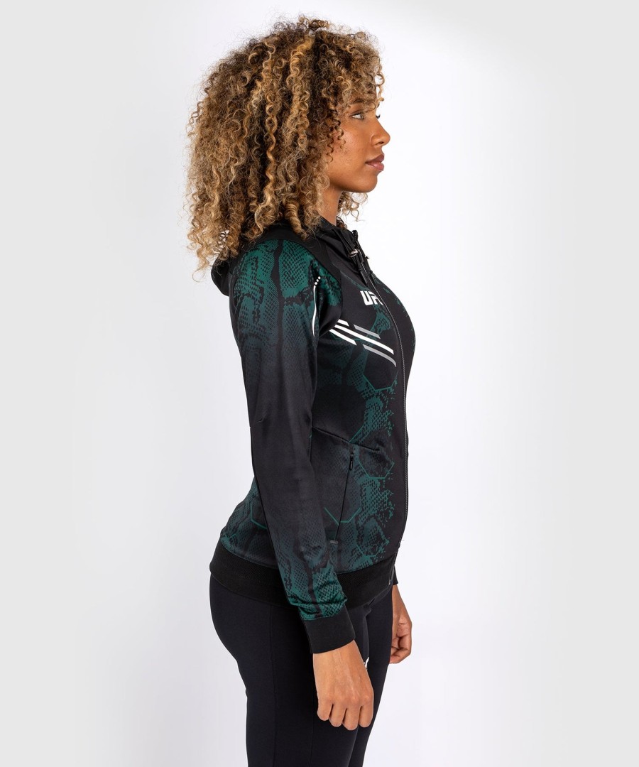 ufc adrenaline by venum authentic fight night women walkout hoodie - emerald edition - greenblack