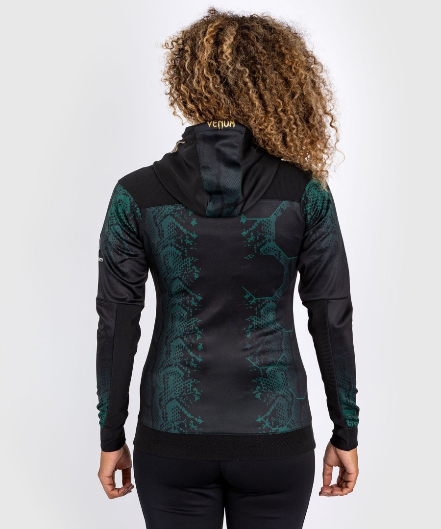 ufc adrenaline by venum authentic fight night women walkout hoodie - emerald edition - greenblackgold