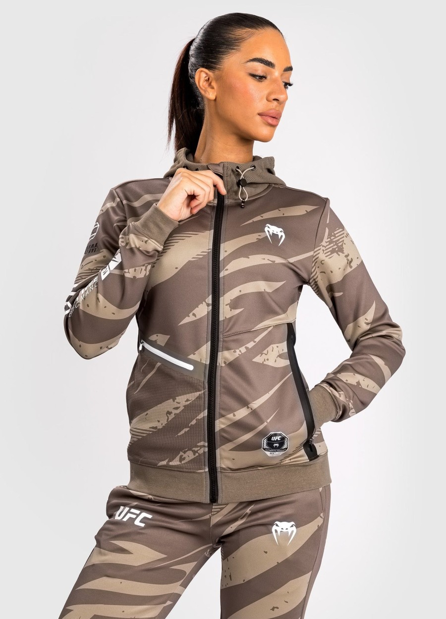 ufc adrenaline by venum fight week women zip hoodie - desert camo