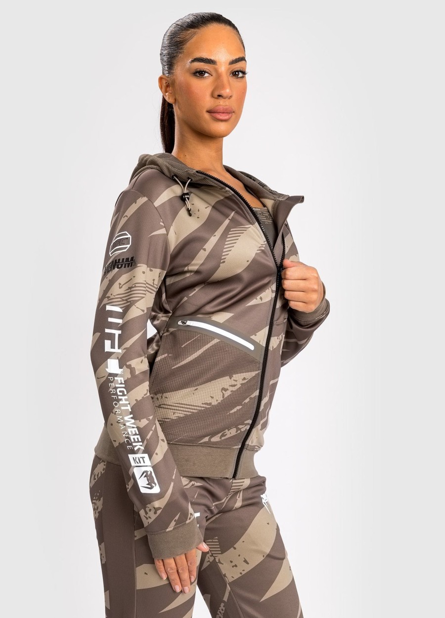 ufc adrenaline by venum fight week women zip hoodie - desert camo