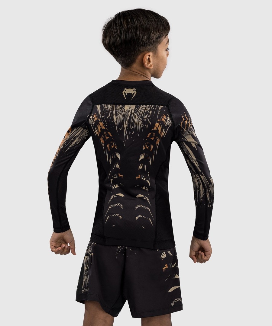 venum tiger kids long sleeve rashguard - blackneon orange