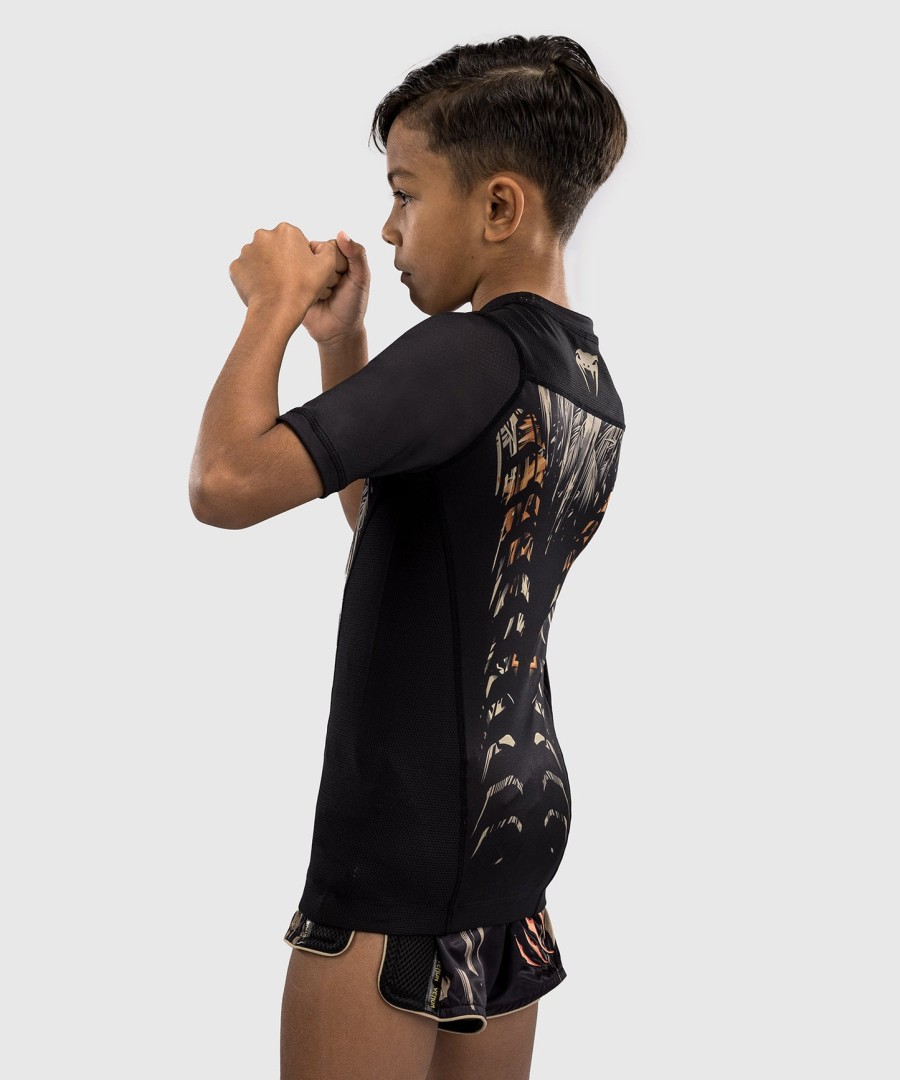 venum tiger kids short sleeve rashguard - blackneon orange