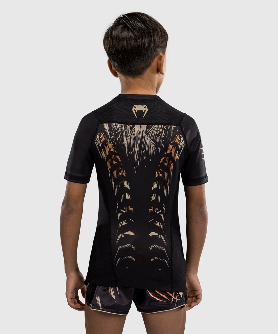 venum tiger kids short sleeve rashguard - blackneon orange