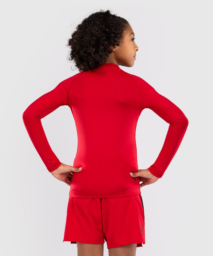 venum contender kids rashguards long sleeves - cherry red